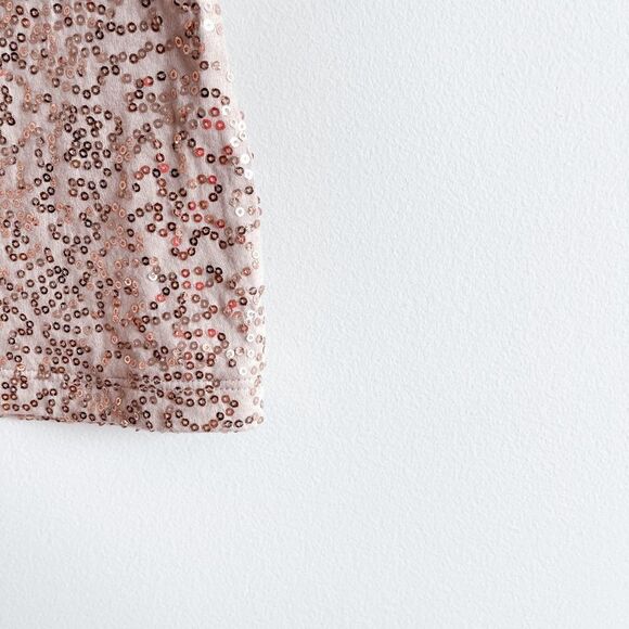 NWT Banana Republic Womens Sequin Blouse Scoop Neck Short Sleeve Rose Gold Small - Picture 7 of 7